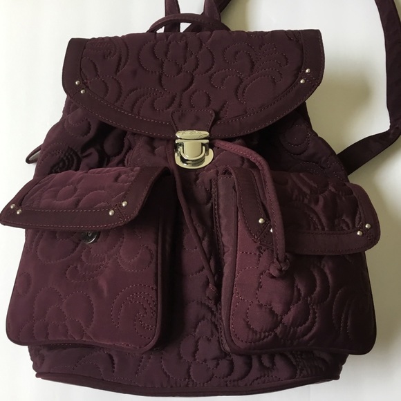 Vera Bradley Handbags - Vera Bradley Plum and Floral Quilted Backpack